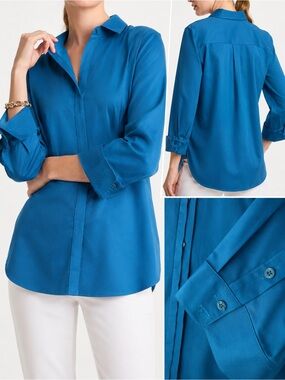 Chico’s Bundle - Red & Teal Women’s - Cotton No-Iron Button Down Shirt’s